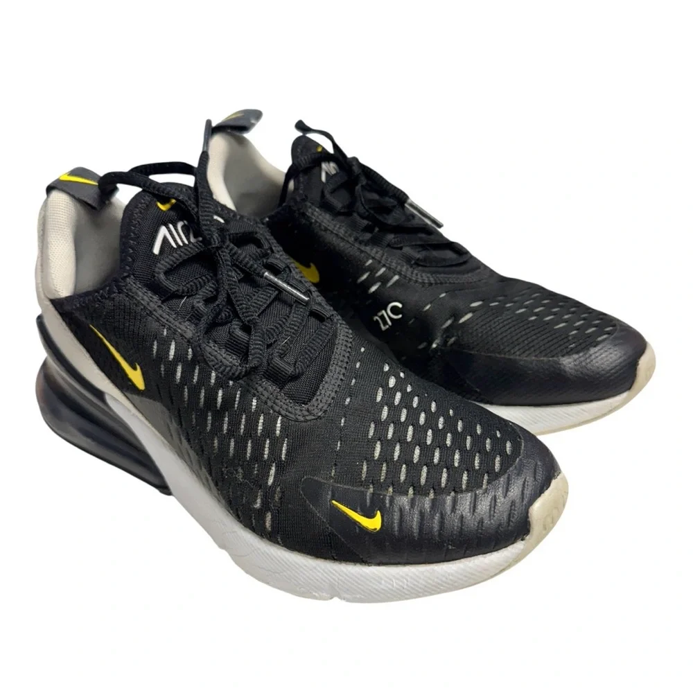 Nike Black and Yellow Air Max 270 Sneakers Size 4.5Y